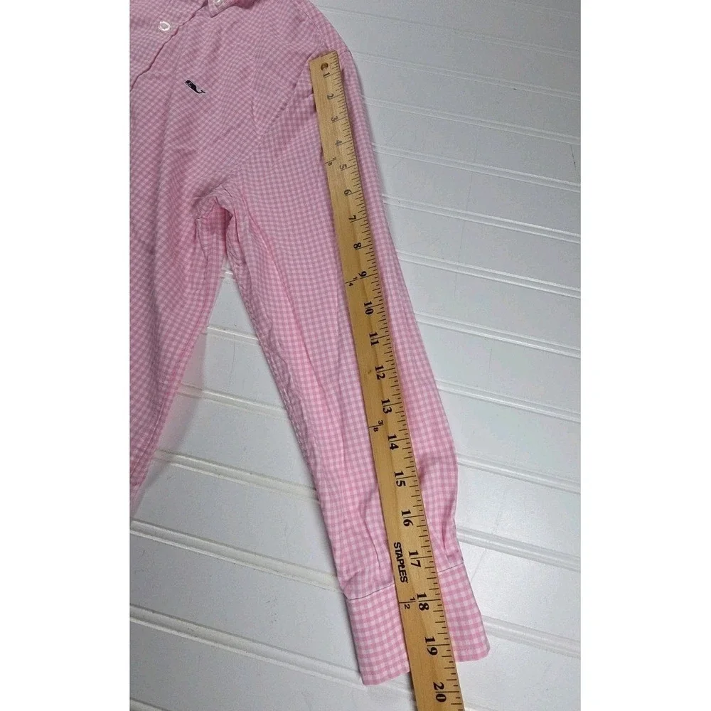 Vineyard Vines‎ Shirt Youth PINK Gingham Performance Button Down Stretch